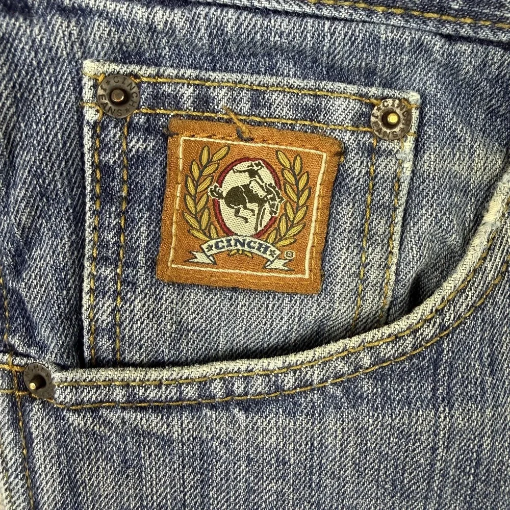Cinch Jeans Mens 35x34 Blue Denim Straight Leg Medium Wash Western RMCC-3012-C